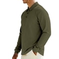 thumbnail image 4 of IAJDKMEK Men's Long Sleeve Henley T-Shirts - Ribbed Knit Lapel Button Down Pullover Tee for Men with Stretch and Button Placket Daily Wear,Army Green L, 4 of 6