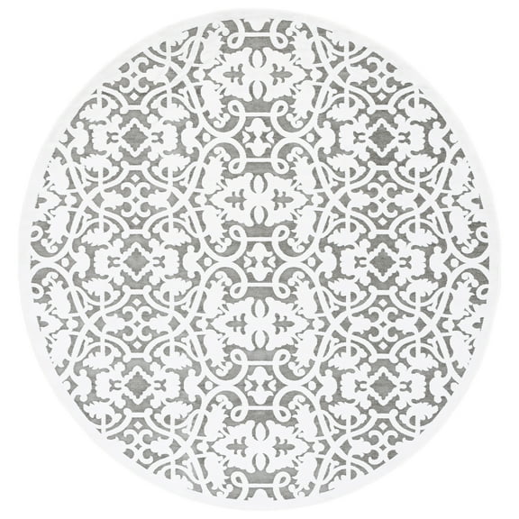 SAFAVIEH Paradise Filip Geometric Area Rug, Ivory/Dark Grey, 6'7" x 6'7" Round