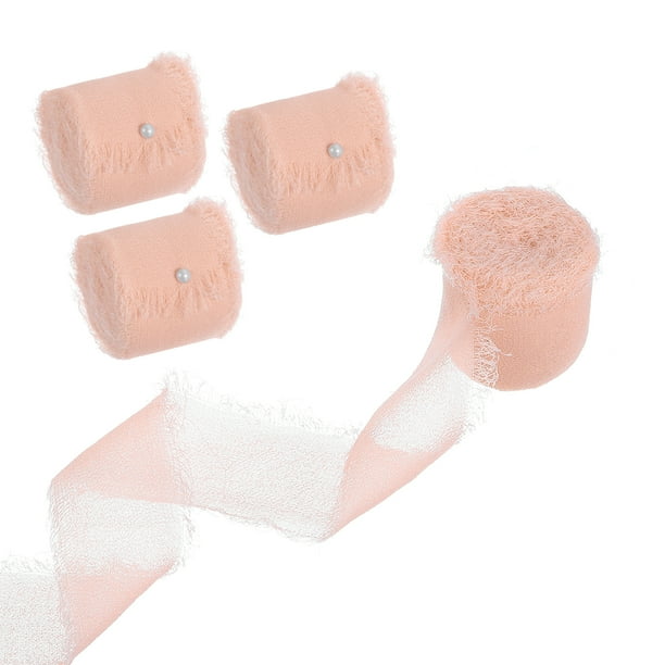 4 Rollos Cinta de Gasa Unique Bargains 1' x 5.5 Yardas Claro Rosa