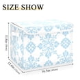 thumbnail image 3 of Light Blue Floral Patterns Foldable Storage Bin with Lid and Handle Collapsible Storage Box 16.5 x 12.6 x 11.8 inches, 3 of 7