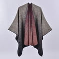 thumbnail image 3 of Women's Color Block Shawl Wrap Plus Size Cardigan Poncho Cape Open Front Long Winter Sweater Coat, 3 of 3