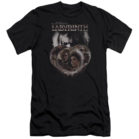 Labyrinth Globes Premium Canvas Adult Slim Fit 30/1 T-Shirt Black
