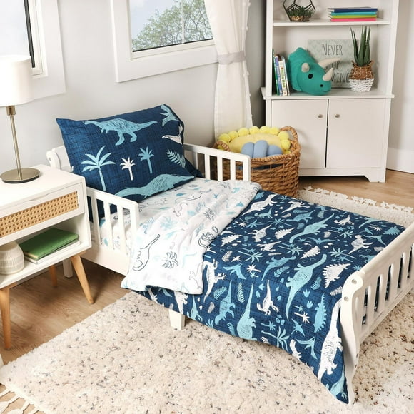 Parure de lit pour tout-petit de 3 pièces, Dinosaure bleu