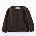 thumbnail image 2 of zuwimk Girls Cardigan Sweaters Ruffle School Uniform Sweater Crew Neck Button Down Coat for Girls(7-8 Years,Coffee), 2 of 5