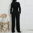thumbnail image 4 of AUNVITO Women Winter V-Neck Color Block Belt Slimming Jumpsuit Elegant Long Sleeve Party Wear, 4 of 7