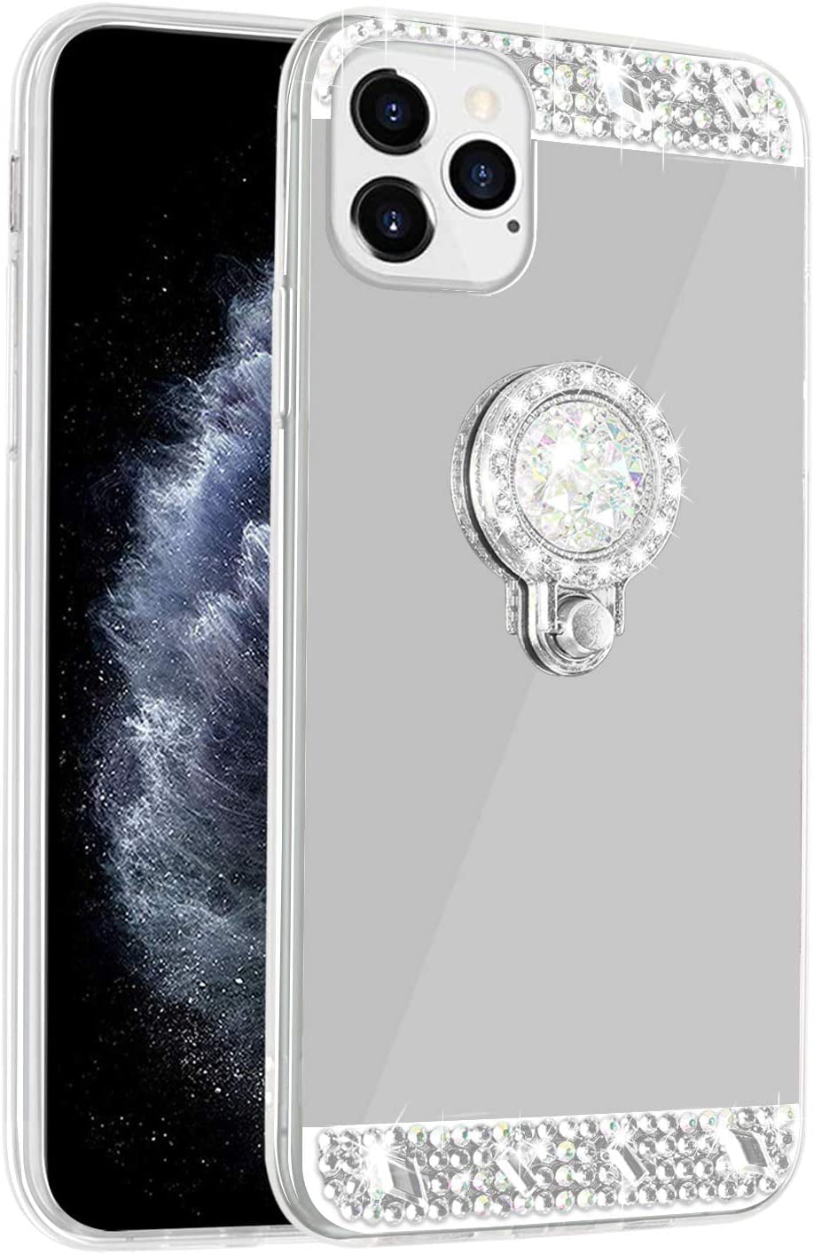 For iPhone 12 Pro Max Rhinestone Bling Leather Wallet Sparkle Diamond Phone Case 