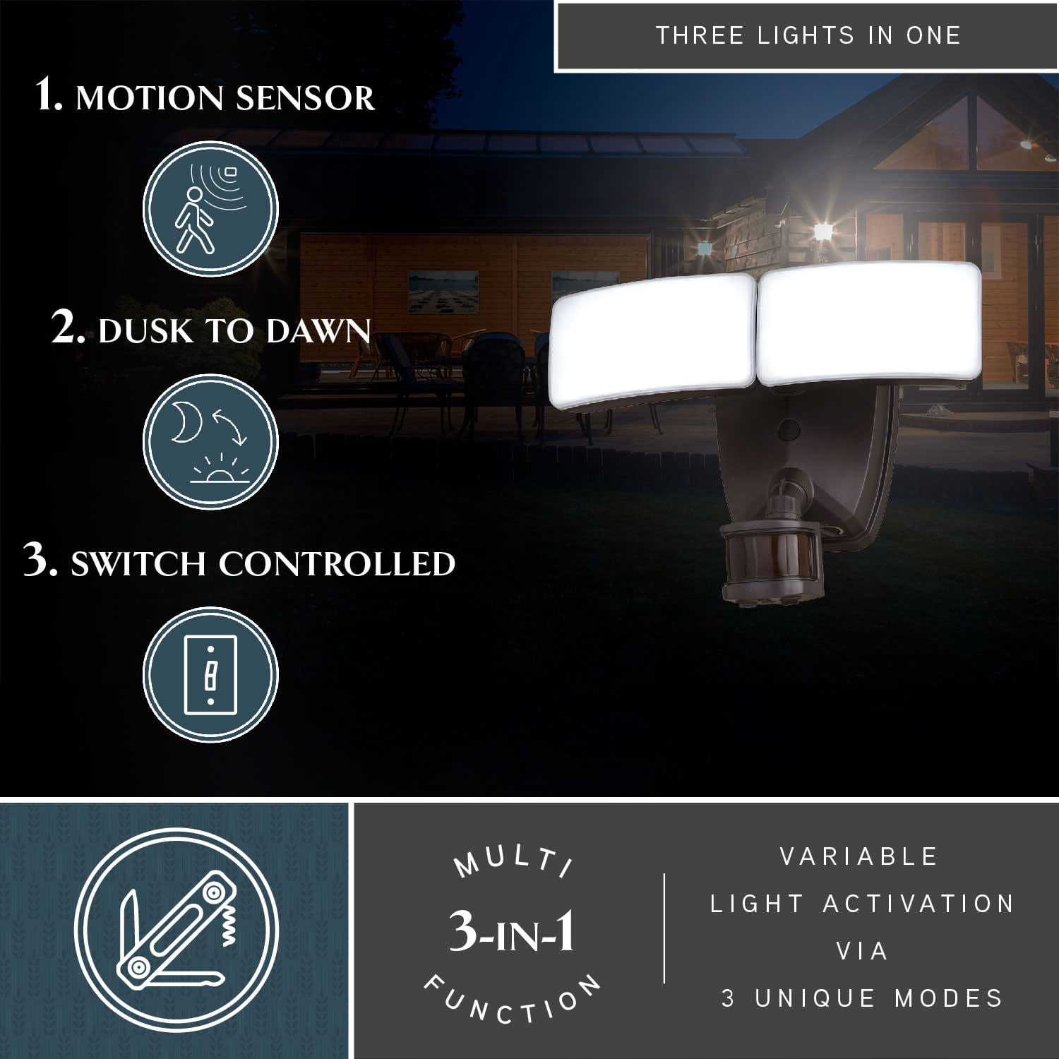 Vaxcel - Zeta - 30W 2 LED Outdoor Motion Sensor Flood Light In Contemporary