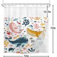 thumbnail image 6 of Kids Whale Shower Curtain Bathroom Set 71Wx71H Inches with Snap in Liner Bath Accessories Funny Cute Cartoon Fish Ocean Sealife Underwater Coral Starfish Art Home Decor Fabric 12 Pack Hooks, 6 of 6