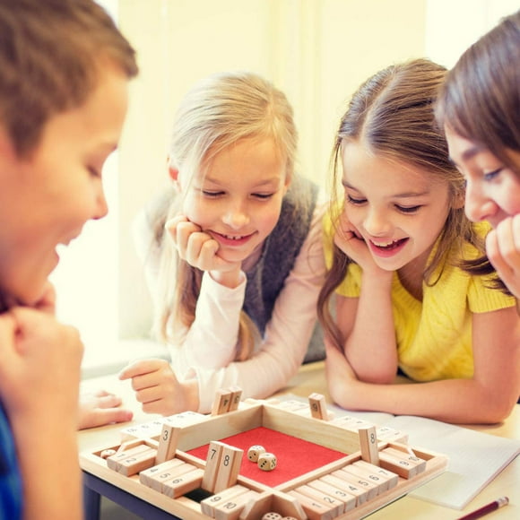 LSLJS Shut The Box Jeu de dés de Pub Traditionnel en Bois Mathématique pour Voyage 4 Joueurs