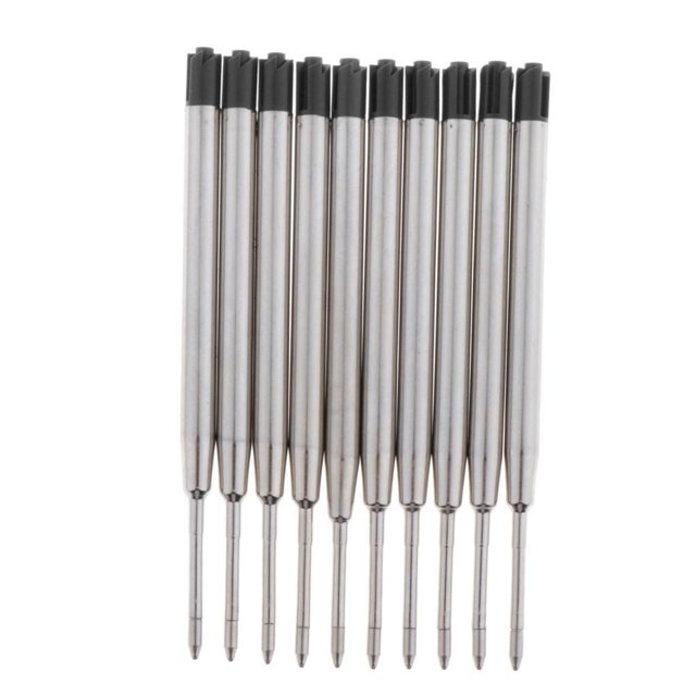 sweethay 10pcs Metal Ballpoint Pen Refills Ink Pen Point Ball Ink Replacement Black Type3