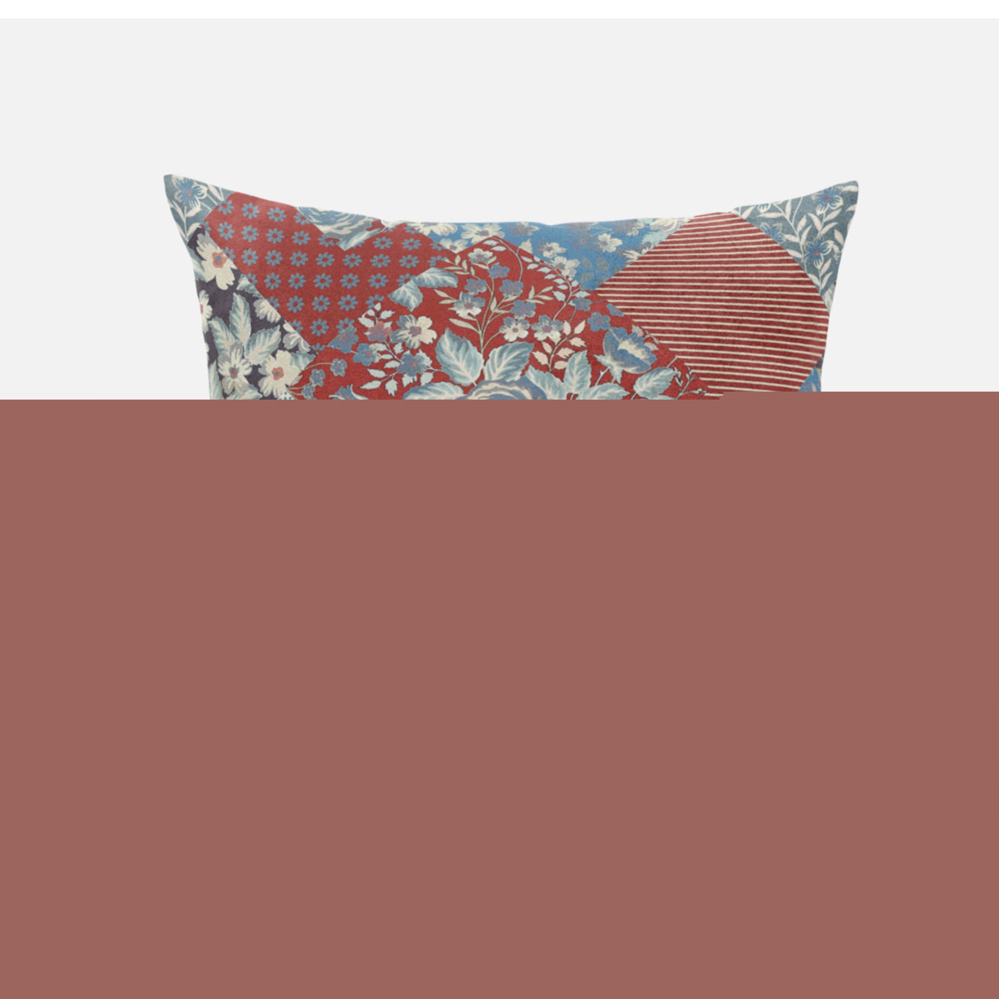 Amrita Sen CAPL346FSDS-ZP-18x18 Arizona Floral Patchs Daim Oreiller avec Insert en Aqua Navy