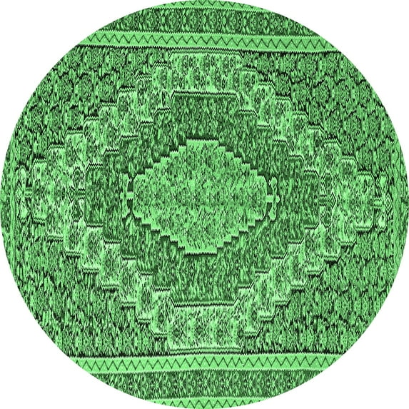 Ahgly Company Indoor Round Persian Emerald Green Traditional Area Rugs, 7' Round