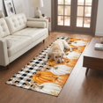 thumbnail image 2 of Hallway Runner Rug 2'x6', Orange White Pumpkin Fall Kitchen Runner Rugs Non-Slip Carpet Mats, Thanksgiving Eucalyptus Plaid Bedside Rugs Runners Washable Floor Carpet for Bathroom Laundry Room, 2 of 8