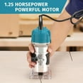 thumbnail image 4 of Gewna 30000 RPM Variable Speed Electric Hand Woodworking Trimmer 1/4" Collets Palm Router Kit with 15 Pcs Bits,10V 800W Blue, 4 of 10