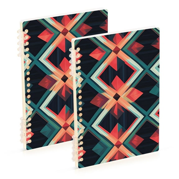 FORMRS 1-Subject Spiral Notebook 8" x 5" College Ruled 60 Refillable Sheet A5 Hard Cover, 2 Pack, Green Abstract