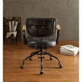 thumbnail image 5 of Bowery Hill Top Grain Leather Vintage Black Office Chair Swivel Button Tufted 32" H x 24" W x 25" D Unassembled, 5 of 5