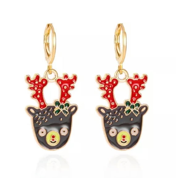 GKNET Christmas Santa Claus Deer Snowflake Ear Hoop Earrings Delicate Jewelry Women Party New-6.Christmas Earrings