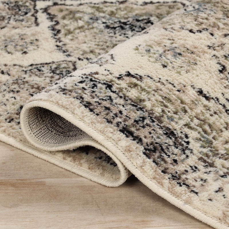 Superior Mayfair Distressed Damask Indoor Runner Rug, 2' 7" x 8', Ivory