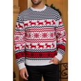 thumbnail image 5 of Couples' Casual Christmas Sweater Raglan Sleeve Crew Neck Knitted Pullover Comfy Warm Fall Tops White (Men) M, 5 of 6