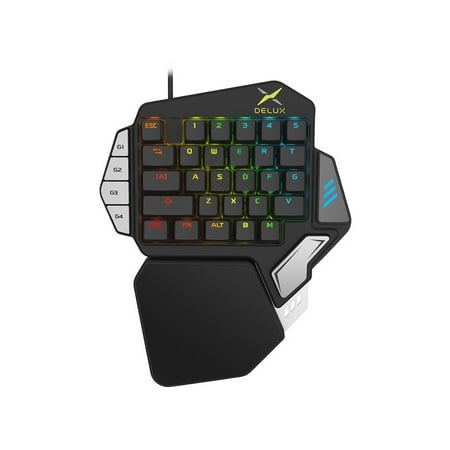 Programmable Function Keys Delux T9X Mechanical Wired Gaming Keyboard One Single Hand Game Keyboard RGB LED Backlit Ergonomic with Full Macro Programmable Keys ()
