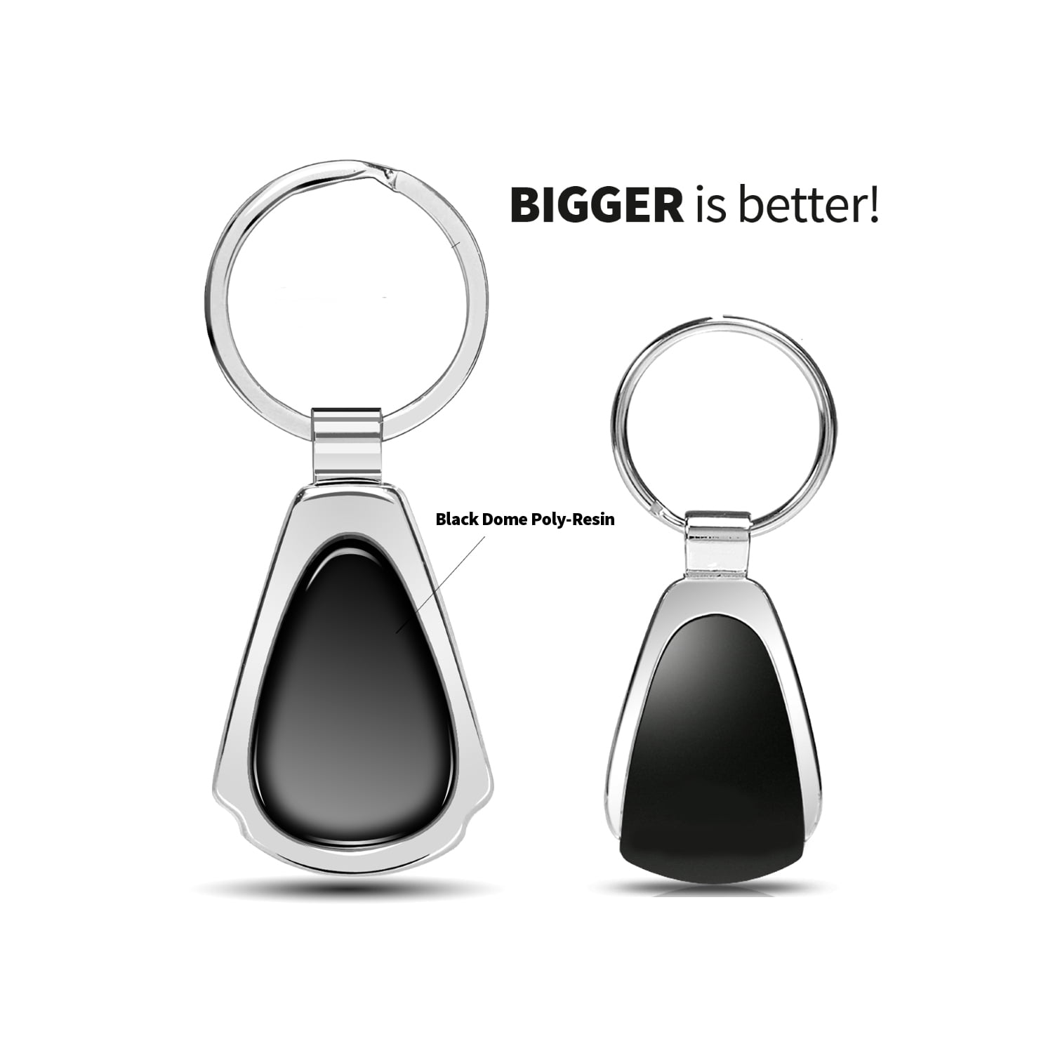 iPick Image for Chevrolet Black Logo Black Dome Chrome Metal Teardrop Key Chain, Official Licensed