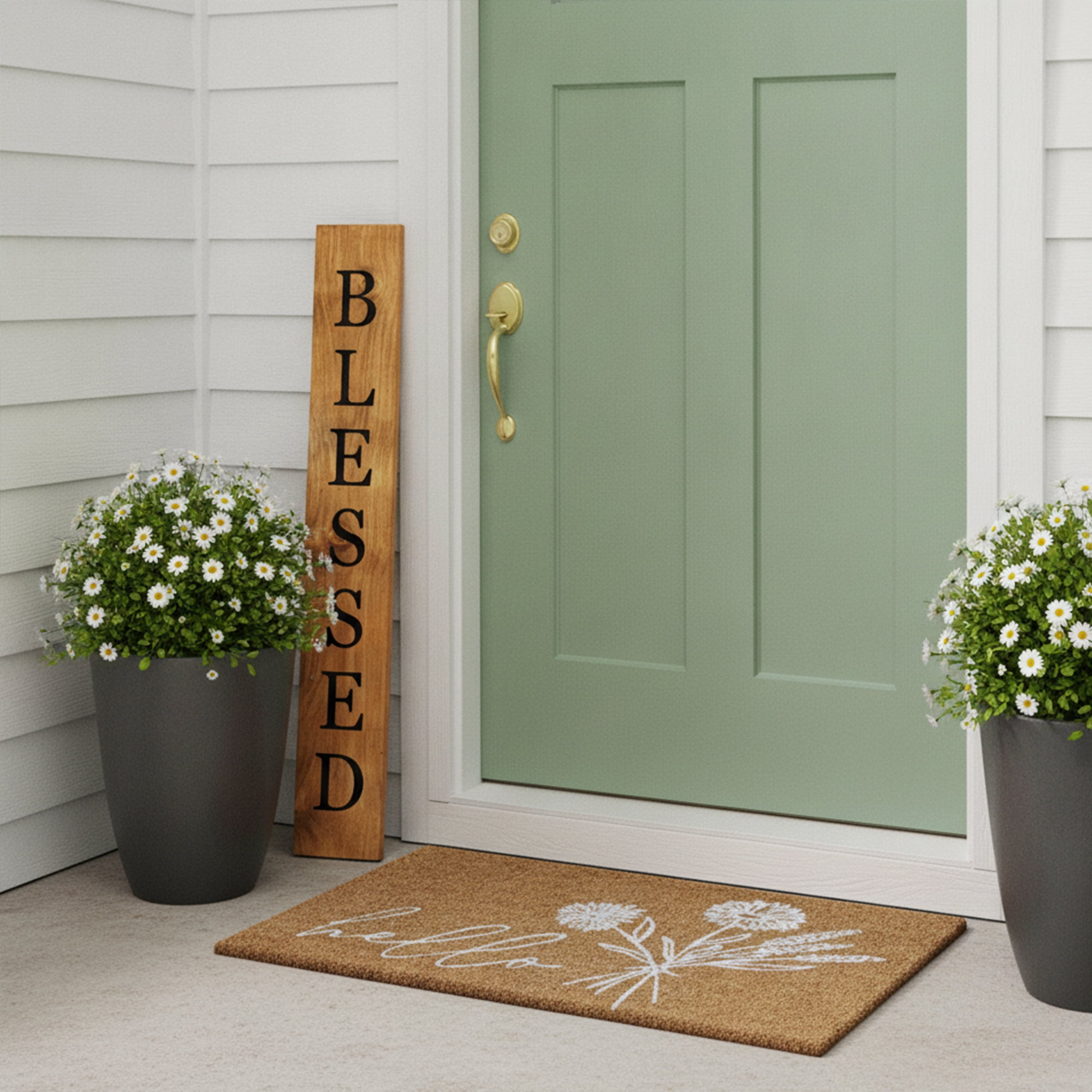 Calloway Mills 119244707 Black Blessed Porch Leaner, 47" x 07"