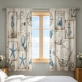 thumbnail image 4 of huayou 2 Pack Printed Kitchen Tier Curtains, 27.56x59.06 Inch Vintage Nautical Starfish Seahorse Anchor Postcard Short Window Curtains for Indoor Kitchen Coastal Home Decor, 4 of 7