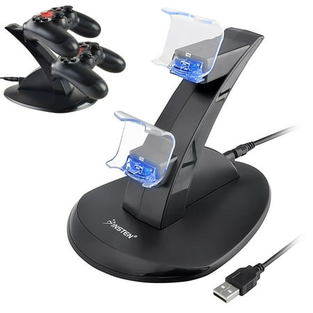 Insten For Dual PS4 Controller Charger Station, Charging Dock Stand, with USB Cord Cable for Sony PlayStation 4 PS4 Controllers LED Cradle