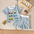 thumbnail image 2 of Babcutegg Kids Excavator Print Short Sleeve Round Neck Top & Pocket Shorts Set – Comfortable Summer Outfit for Toddlers and Preschool Boys Sky Blue Size 3-4, 2 of 9