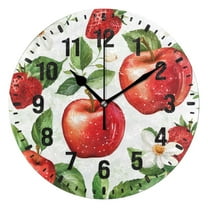Yayeee 10" Wall Clock Battery Operated Quartz Round Silent Non-Ticking Home Decor,Apple Pattern