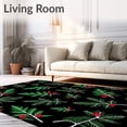 thumbnail image 2 of ODIKA 2'x3' Machine Washable Non-Slip Area Rug, Nordic Winter Forest with Evergreen Branch Motifs and Berry Clusters High Traffic Rug with Pad, Black, 623595, 2 of 8