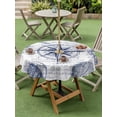 thumbnail image 4 of Outdoor Tablecloth with Umbrella Hole for Patio/Picnic/Party/Camping, Purple Blue Compass Waterproof Table Cloth Round Cover Washable, Vintage Nautical Summer Ocean Shell (Dia 54"), 4 of 8
