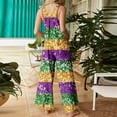 thumbnail image 5 of FYEGRE Womens Holiday Jumpsuits Dressy Mardi Gras Valentines Wide Leg Adjustable Strap Graphic Sleeveless Plus Size Rompers Purple M, 5 of 7