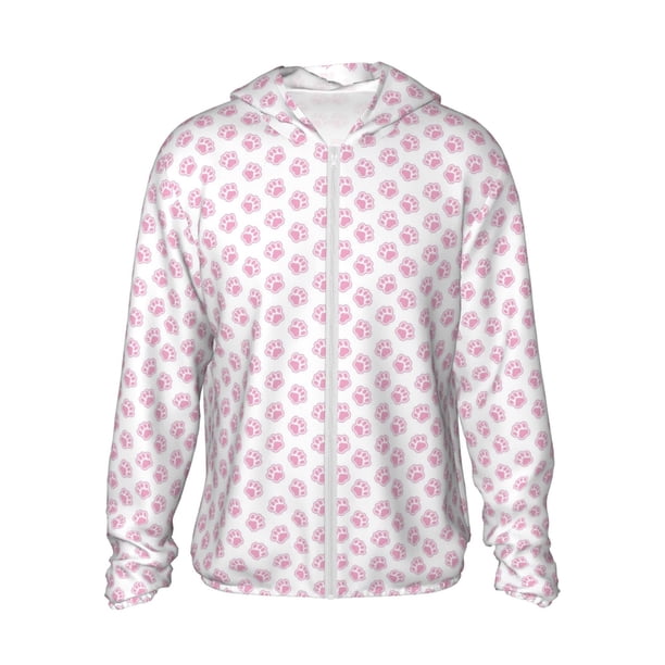 Fotbe Pink Paw Chaqueta con Protección Solar UPF 50+ para Hombre y Mujer, Camisa con Capucha y Bolsillos-XX-Large