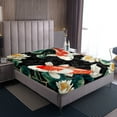 thumbnail image 4 of Erosebridal Retro Fish Sheet Set Queen, Lotus Floral Bedding Sets Queen Size, Japanese Style Decor 4 Pieces, 4 of 7