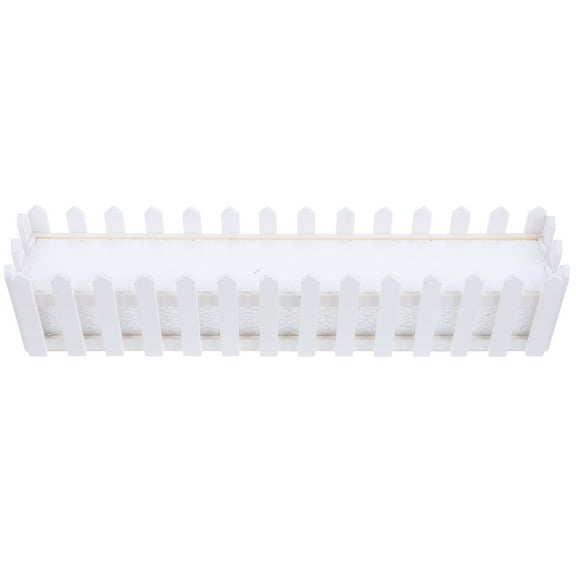 Picket Fence Planter Wooden Picket Fence Flower Pot Rectangle Window Box Plant Container with Foam Insert for Artificial Flowers Plants