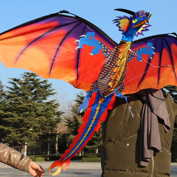 Large 3D Nylon Kite Flying Dragon Kite with 100m Line Family Outdoor Sports Toy
