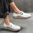thumbnail image 4 of Abomasnow Womens PU Perforated Adjustable Metal Buckle Sole Slip‑On Clog Loafer Shoes Casual Lightweight Summer Beach Vacation Shoes, 4 of 8