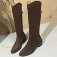 thumbnail image 5 of Viluyesy Womens Knee High Boots, Back Zipper Pointed Toe Chunky Heels Classic Suede Leather Boots Coffee US7, 5 of 9
