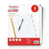 Staples Big Tab Write-On Paper Dividers 8-Tab White 4/Pack (13510/23178)