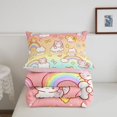 thumbnail image 5 of Manfei Cartoon Pet Full Size Comforter Sets, Watercolor Rainbow Stars Cat Bedding Comforter Set, Pink Cyan, Pink Reversible, 3pcs, 1 Comforter and 2 Pillowcases, 5 of 7