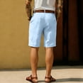 thumbnail image 4 of Cotton Linen Shorts for Men Elastic Waist Drawstring Shorts with Pockets Flat Front Linen Shorts Cotton Linen Casual Summer Vacation Beach Vacation Daily Wear Outfit,Blue XL, 4 of 4