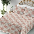 thumbnail image 3 of Ambesonne Flowers Vintage Fitted & Flat Sheet with Sham 3 Pcs Set, Repetitive Roses, Twin, Pale Rose Eggshell, 3 of 5