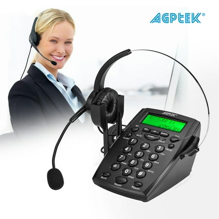 Amplified Phone Headset - AGPtek Call Center Dialpad Headset Telephone with Tone Dial Key Pad & REDIAL