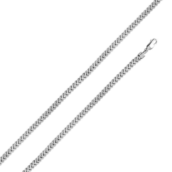 Rhodium Plated 925 Sterling Silver Hollow Franco Chain 6.2mm Made in Italy 22" Jewelry Female Unisex