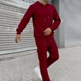 thumbnail image 3 of Track Suits For Men 2 Piece Hoodies with Sweatpants Sets Casual Running Jogging Sport Suit Sets Drawstring Hooded Sweatshirts Cargo Pants - Red-03,L, 3 of 9