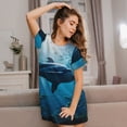 thumbnail image 3 of Disketp Ocean Dolphin Fish School para Camisón Corto de Manga Corta para Mujeres, Camisón Cómodo con Escote Redondo, Bonito y Confortable, 3 of 6