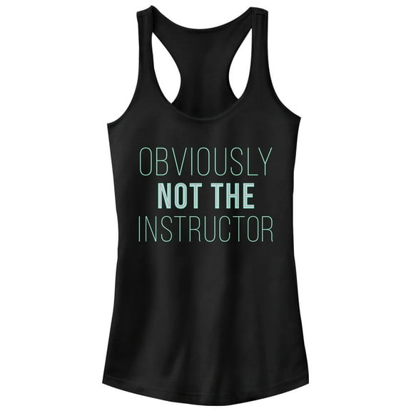 Junior's CHIN UP Not the Instructor Racerback Tank Top Black Small