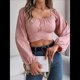 thumbnail image 5 of Blusa Corta con Volantes, Cuello Cuadrado y Fruncido para Mujer, Larga y Lazo Anudado Rosa S, 5 of 10