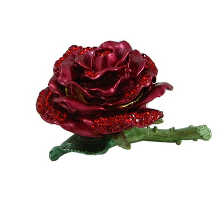 Rose Remembrance Box - Red Rose Trinket Box Bejeweled